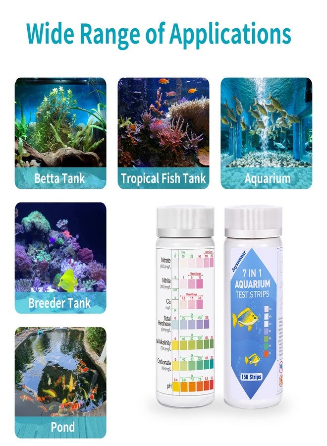 SaySummer Aquarium Test Strips for Fish Tank: 7-Way 150 Strips Aquarium Water Test Kit Freshwater Testing pH Nitrate - Image 4